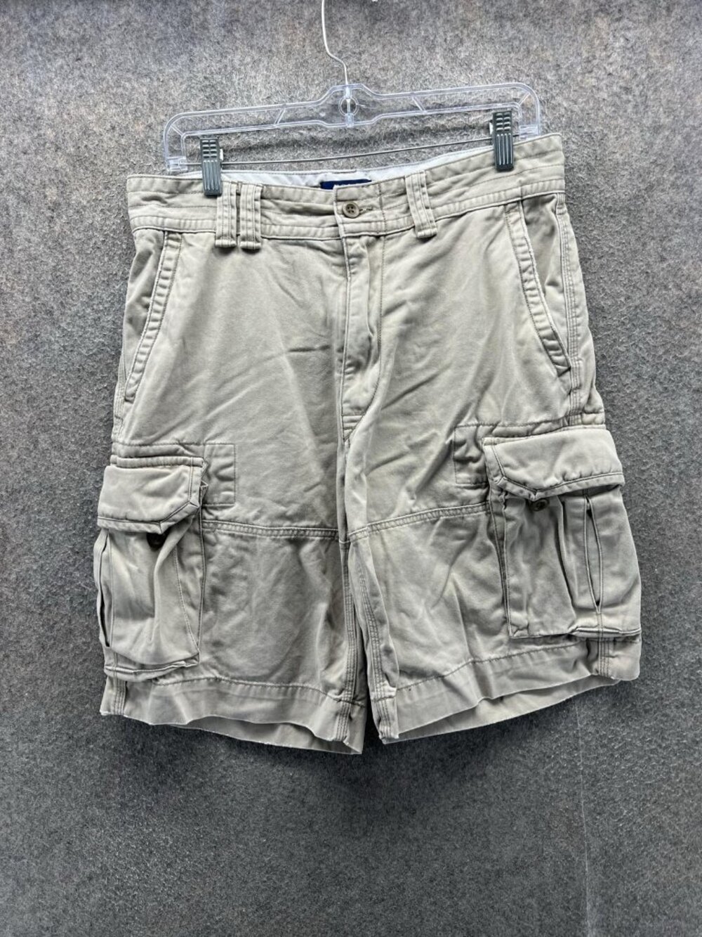 Polo Ralph Lauren Shorts Mens 31 Beige Cargo Pleated Cotton Canvas Casual Travel